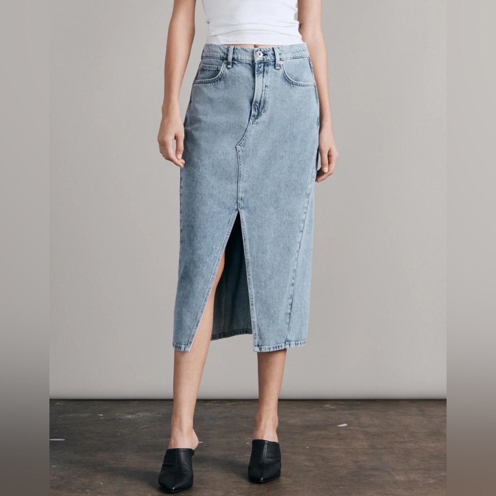 Rag & Bone Splice Midi Denim Skirt